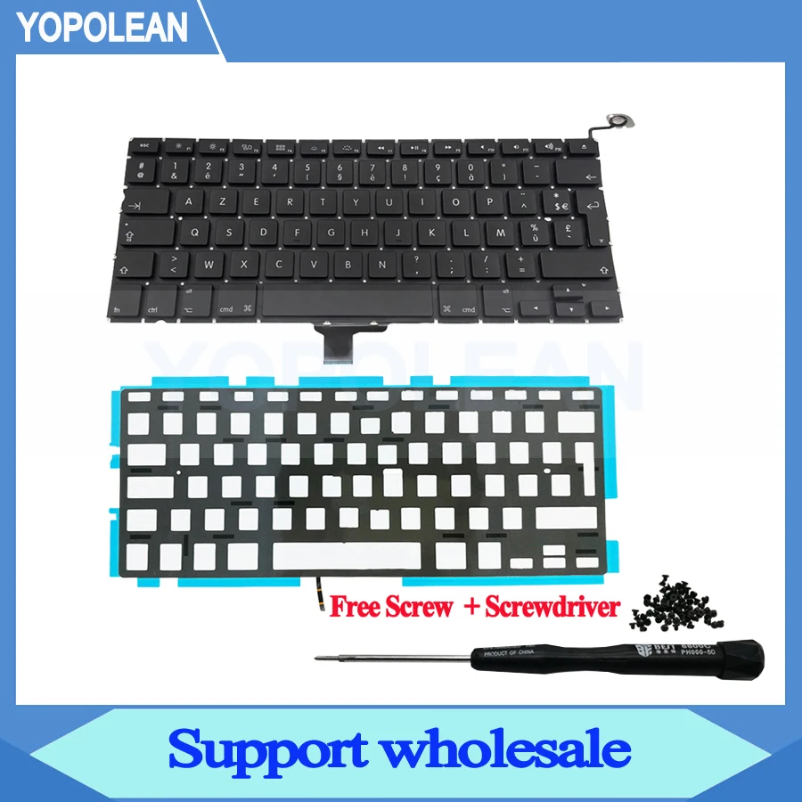 Новая AZERTY Французская клавиатура с подсветкой для Macbook Pro Unibody 13 дюймов A1278 2009 2010 2011