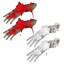 Свадебные цветочные кружева короткие перчатки Искусственные Цветы Стразы варежки