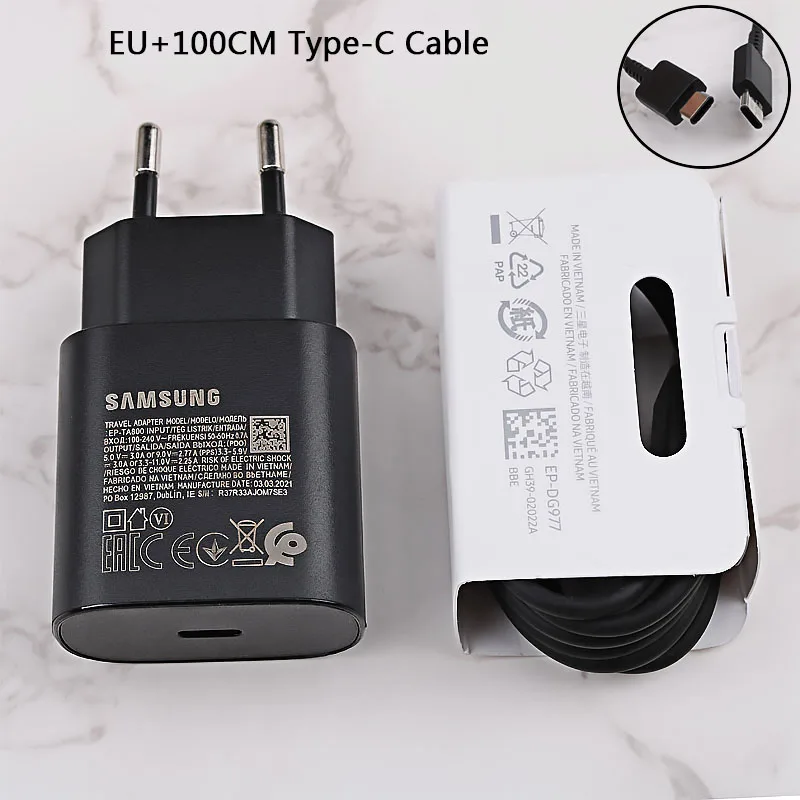 5v 3a usb c Original Samsung Galaxy Note 10 25W Super Fast Charging Adapter PD Charger 100CM USB C To USB C Cable For S20 Ultra S20+ A71 A91 65 w charger Chargers