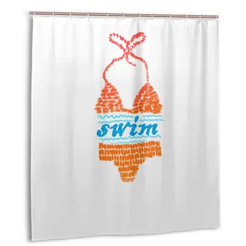 

CHARM HOME Swimmer Hello Love Swimming Polo Funny Plastic Shower Curtain 66x72 In Customized Bathroom Waterproof Polyester
