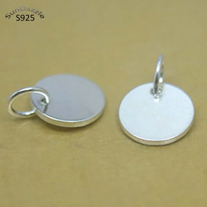 10mm Real Pure Solid 925 Sterling Silver Round Tag Pendant Inscribe Letter Logo DIY Bracelet Necklace Jewelry Making 5pcs avplay hd 300 sterling silver hi end hifi top audiophile i2s iis dac cable hd mi 2 1 8k 120hz pure silver wire topping