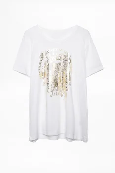 

Women T-shirt 2020 Summer New Women's Cotton Bronzing Printing Short-sleeved T-shirt