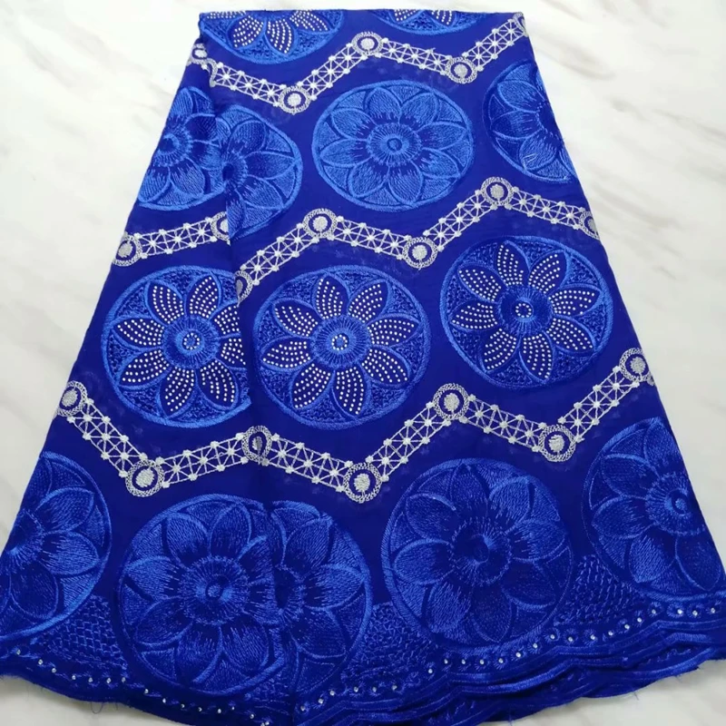 

Latest Royal Blue Heavy African Wax Lace Fabric with Beads 2020 High Quality Embroidered Nigerian Guipure Lace Fabric For Bridal