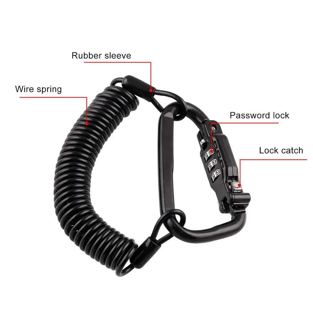 Motorcycle Helmet Password Lock Telescopic Spring Password Rope Lock