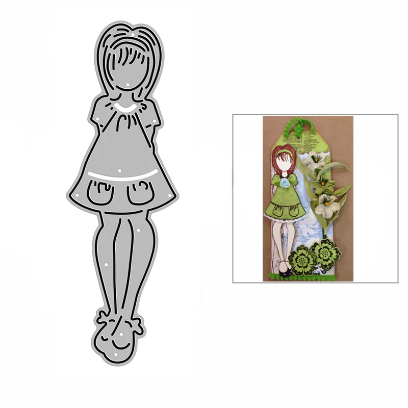 

Новинка, форма для тиснения красивой девушки, металлические Вырубные штампы 2021 для рукоделия, декоративный Скрапбукинг, альбом, открытки, без штампов