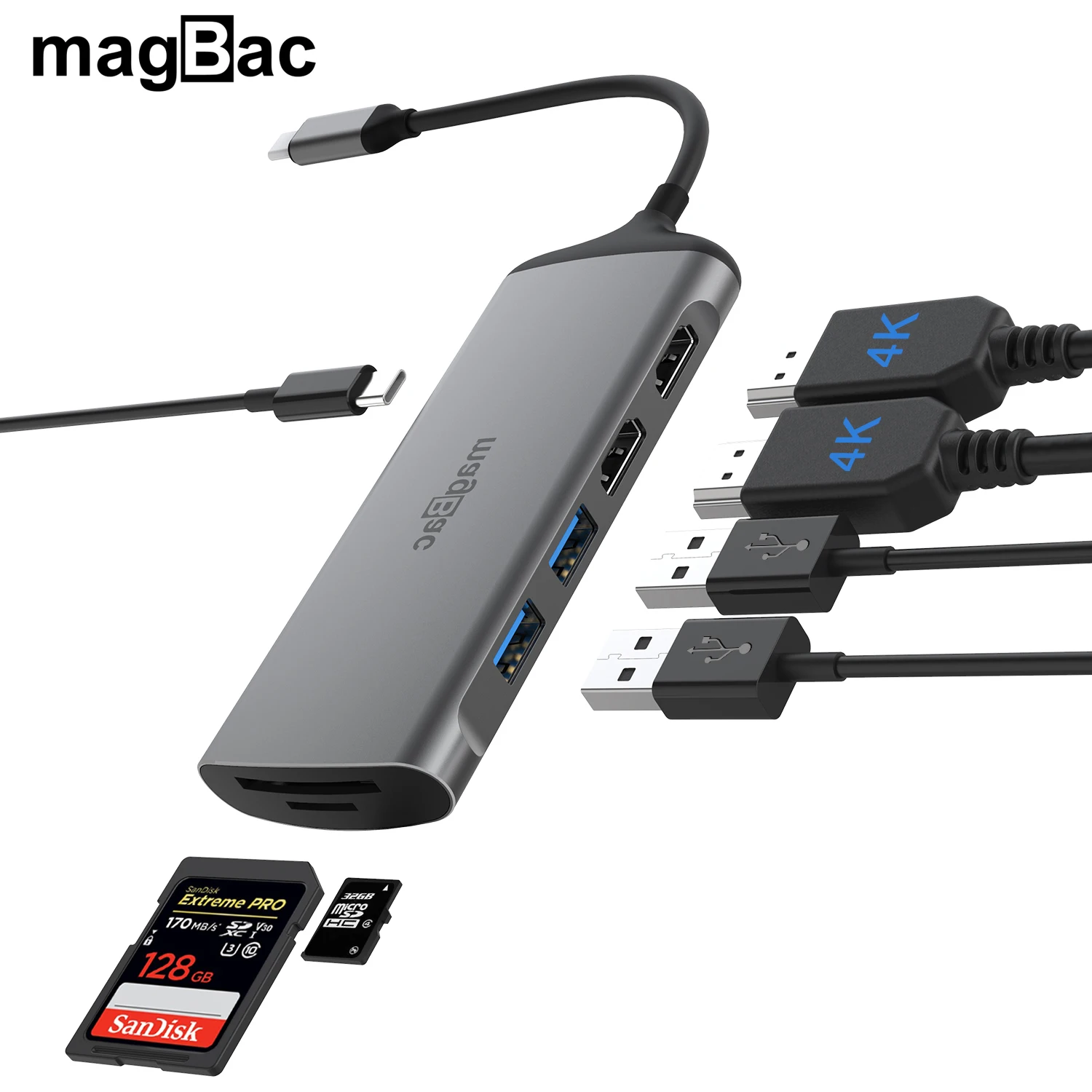 Dual Monitor Docking Station 4k HDMI Universal Dock USB Type C Hub For Dell Macbook Pro Air Lenovo Thunderbolt 3 | Компьютеры и офис