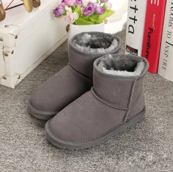 Новая детская обувь для малышей, детские зимние теплые ботинки, обувь для мальчиков и девочек, зимние ботинки, большие размеры 21-35 - Цвет: Grey
