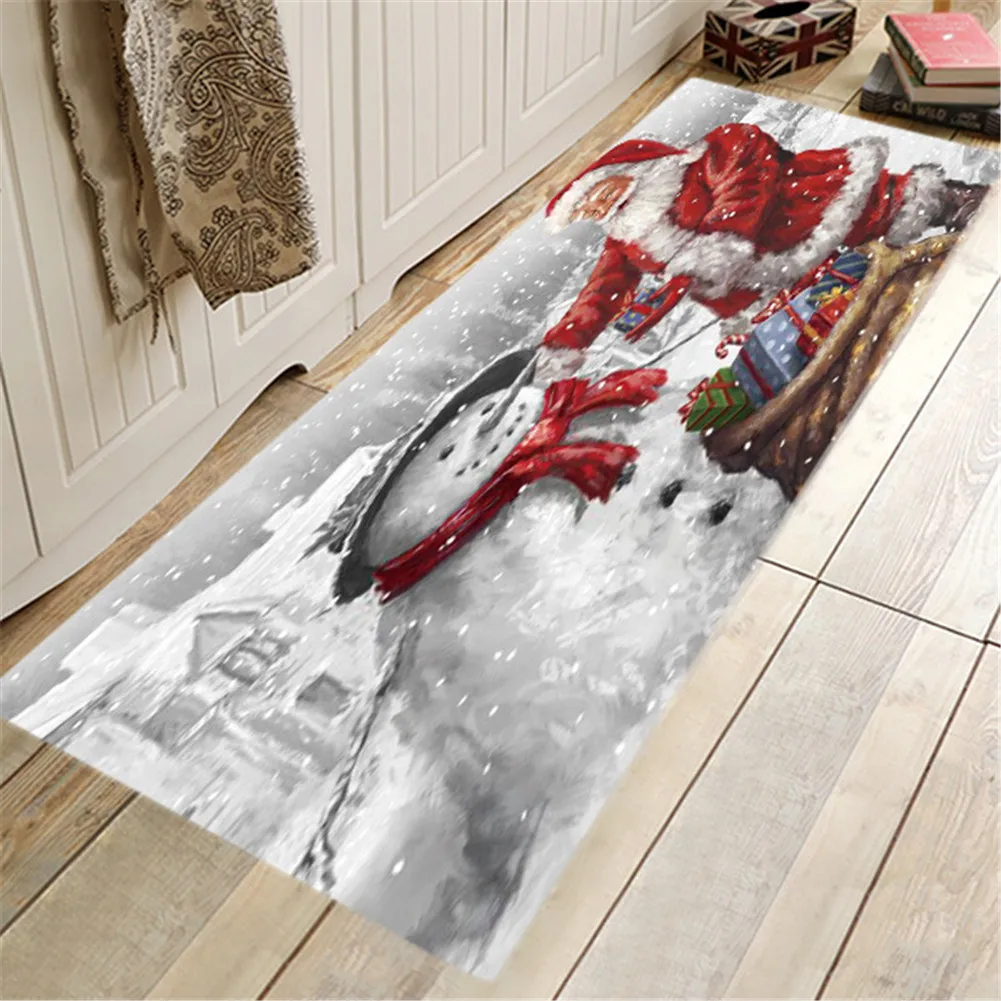3D Рождественский Напольный Коврик противоскользящий обеденный коврик на полу Дед Мороз фланелевый ковер коврики Рождественский Декор