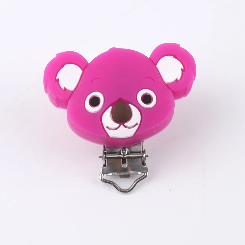 rose Koala Let's Make/детский Прорезыватель для зубов, 1 шт., соска с бабочкой, зажим из нержавеющей стали, пищевой силикон, прорезыватель, сделай сам, соска, цепь, прорезыватель, игрушки - Цвет: rose Koala