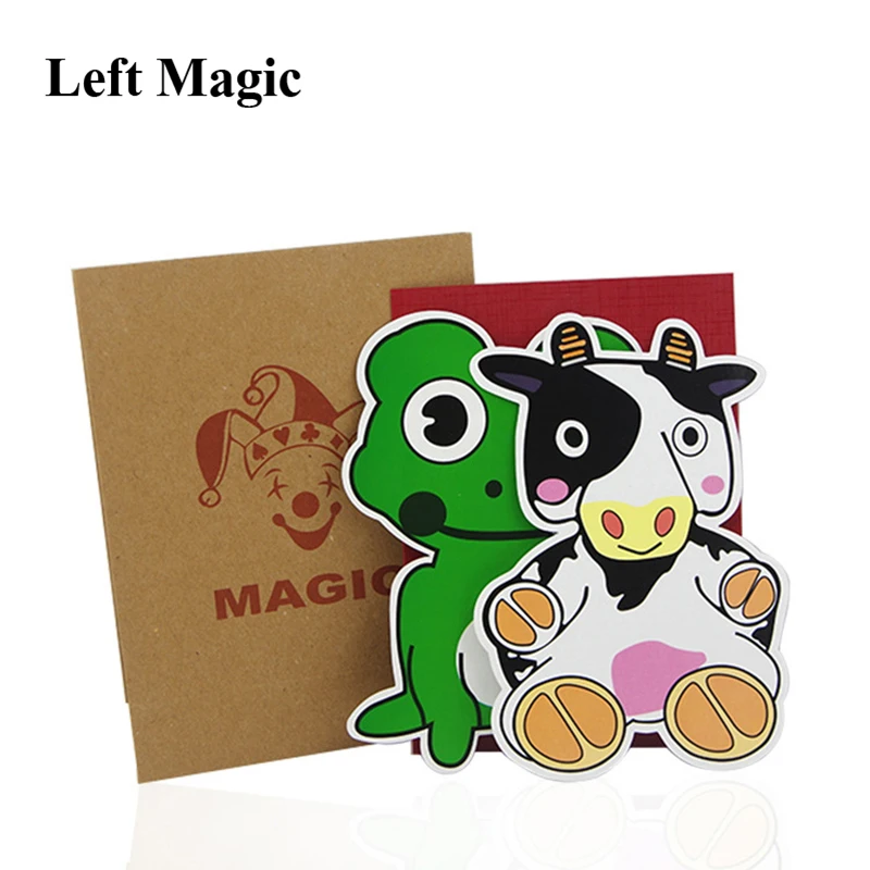 

1 Set Children Educational Cow And Frog Magic Tricks Cows Small Cute Frog Cartoon Animals Stage Interactive Magical Props