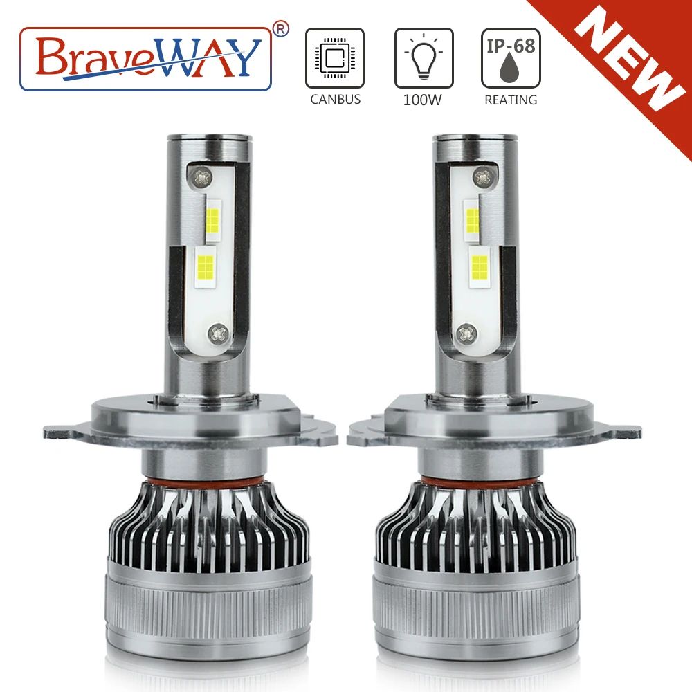 

BraveWAY [NEW!] H7 LED H4 H11 Headlight Bulbs HB3 HB4 9005 9006 H1 H4 LED Canbus Auto Lamps Fog Lights 12V 100W 6000K 20000LM