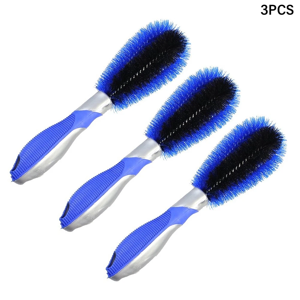3pcs Non Slip Handle Spokes Motorcycle Flexible Washing Universal Cleaning Tool Car Wheel Brush