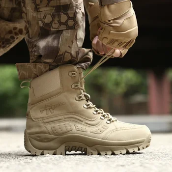 

High Quality Tactical Desert Army Shoes Military Combat Boots Male Outdoor Hiking Shoes Waterproof Hunting Boots