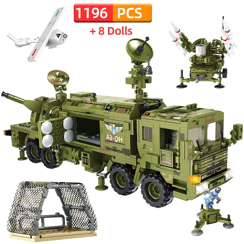 

1196 PCS SEMBO Military Car Building Blocks Armored Tank Creator Vehicle Model Weapons Army Educational Bricks Toys for Children