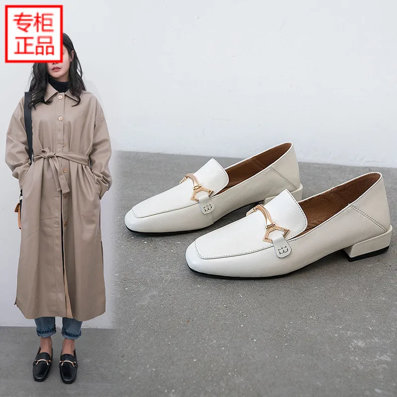 

2019 Spring New Style Versatile Fashion Retro Square Head Step on with England Flat Keel Thin Shoes Women's Boom-on Size Code
