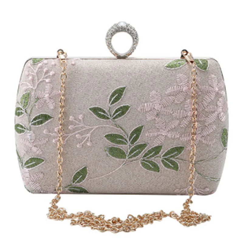 

Promotion--New Women'S Clutch Bag Lace Flower Lady Party Evening Dress Lady'S Day Clutch Bag Wallet Female Embroidery Leaf
