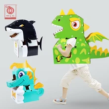 

New Arrival 3D DIY Handmade Paper Box Clothes Cute Dinosaur Shark Dolphins Toy Children Performance Props DIY Carton Toy