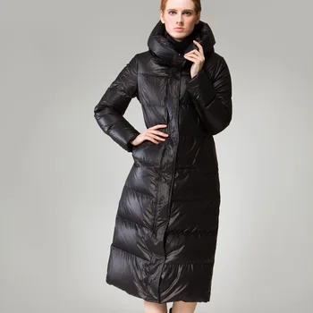 

White Brand Warm 20% Duck Down Winter Jacket Parka 2020 High Quality European Thick Long Hood Jackets For Women HJ695