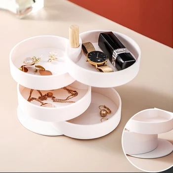 

Rotatable Jewelry Container Case 4 Layers Earrings Ring Cosmetic Lipstick Dust-proof Storage Organizer