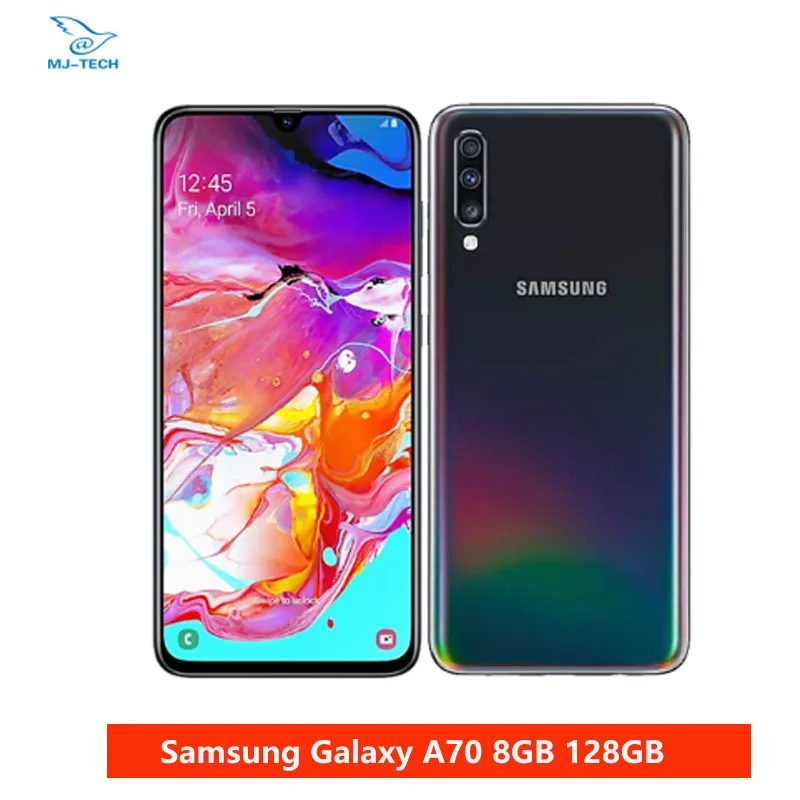 Samsung Galaxy A70 8 Гб 128 ГБ 6," экран капли воды 25 Вт Быстрое зарядное устройство 32 МП фронтальная камера 4500 мАч 4G NFC мобильный телефон - Цвет: Черный