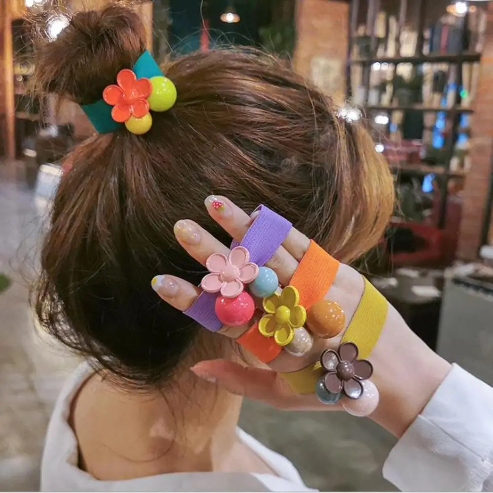Candy color Hair Rope Head Color Flower Ball Headband Korean Fashion Tie Elastic High Quality Accessories | Красота и здоровье