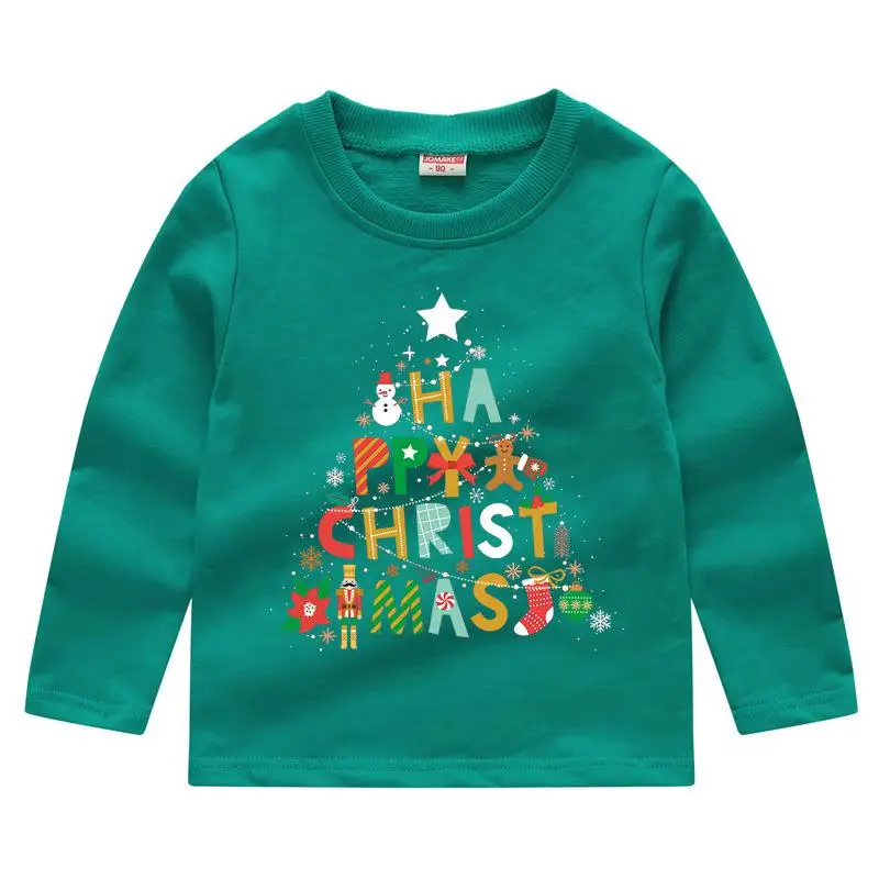 Черная пятница, специальное предложение, Рождественский свитер для мальчиков и девочек, милый Принт, длинный рукав, Санта Клаус, топ, Новогодняя одежда - Цвет: greensjzm