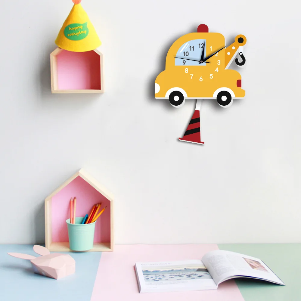 Pendulum Clocks Kids Wall Clock for Children Room Rainbow Cartoon Sun Slient Cloud Watch Study Living Room Decoration Home Decor wall clocks for sale