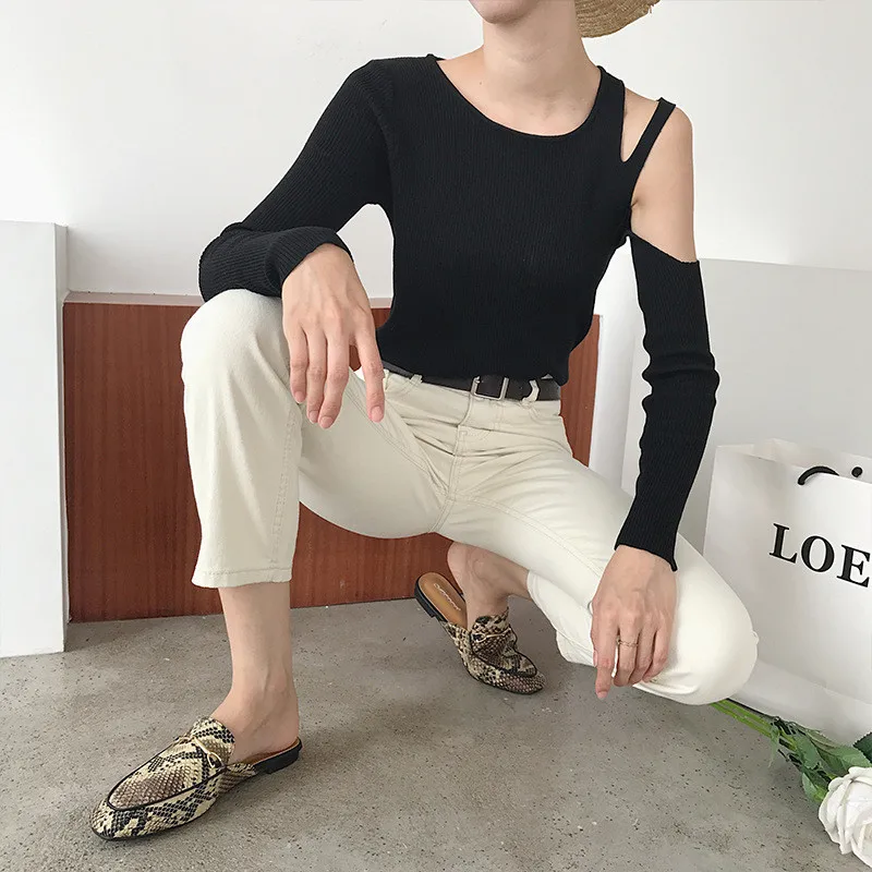 

women shoes Leather Mules Metal Chain Slippers Suede Women Low Heel Slippers Fashon Shoes Black