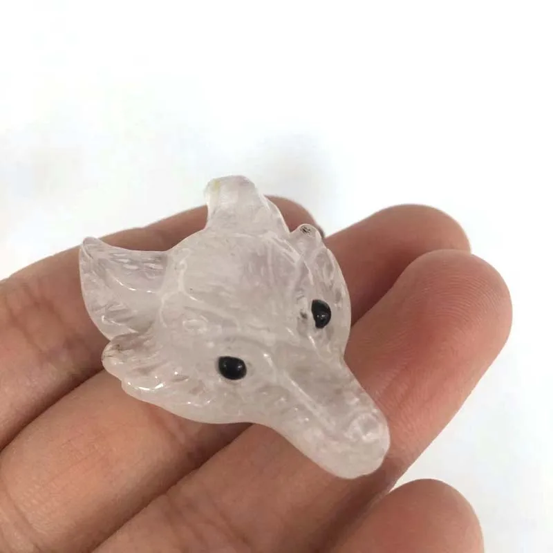 clear quartz 4 см натуральный различные драгоценные камни волки головы Форма Камень ручной работы и полированный для декора подарка XY - Цвет: clear quartz