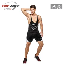 Мужской Быстросохнущий Спортивный облегающий жилет СУПЕРМЕНА для бега, фитнес-костюм для йоги, i-образный жилет M092