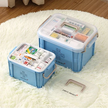 

Plastic First Aid Kit Large Medical Box Storage Bins Multi-layer Medicine Container Home Storage organizer for Medical