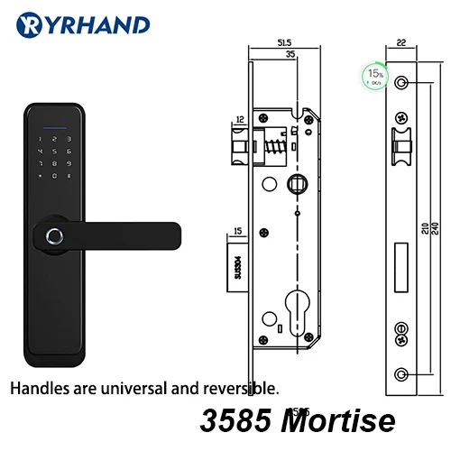 3585 swing mortise TT lock app WiFi Smart Fingerprint Door Lock, Electronic Door Lock,Smart Bluetooth Digital APP Keypad Code Keyless Door Lock - Цвет: 3585 swing mortise