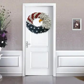 

US Eagle Wreath Patriotic Wreath For Front Door Election President National Vote Celebration C9K5