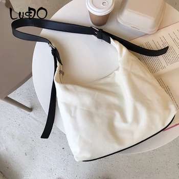 

LUCDO 2020 New Canvas Women Shoulder Bag Designer Casual Large Capacity Totes Female Fashion Handbags And Purses