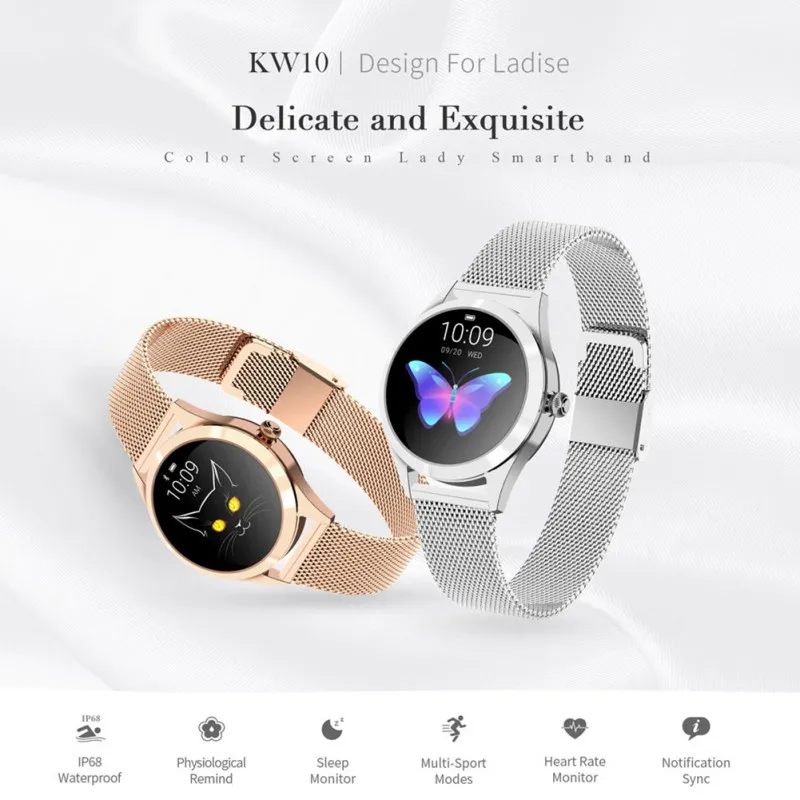 

KW10 Smart Watch Women 2020 IP68 Waterproof Heart Rate Monitoring Bluetooth For Android IOS Fitness Bracelet Smartwatch