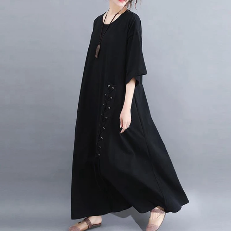 Корейское платье футболка с коротким рукавом женское сверхдлинное свободное