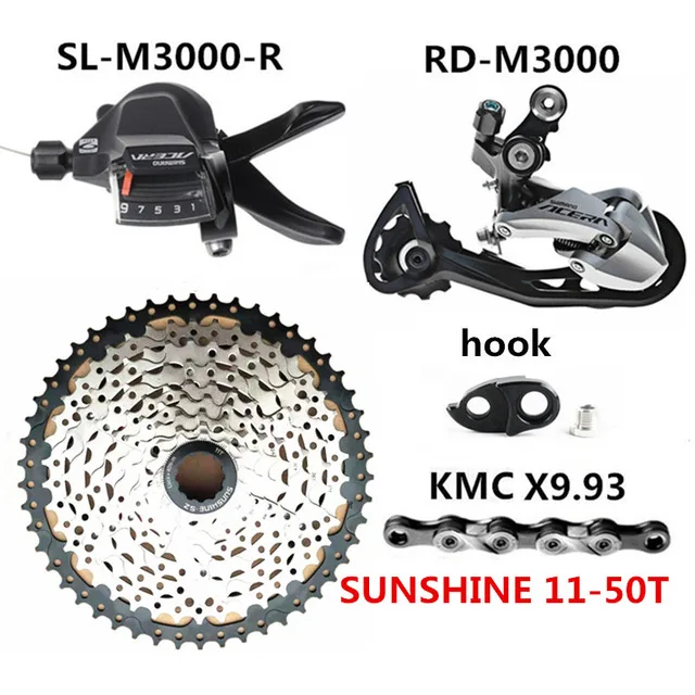 SHIMANO ACERA SL-M3000 относится к 9-27-скорость горный велосипед RD-M3000 солнце 9S маховик KMC X9 переключения комплект - Цвет: Right 50T Kit