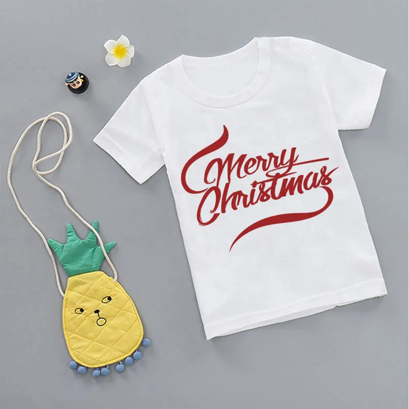 Забавная футболка для мальчиков милые футболки с надписью «Merry Christmas To All» Для малышей Топ для девочек в стиле Харадзюку белая одежда с героями мультфильмов Повседневная мода - Цвет: 2770