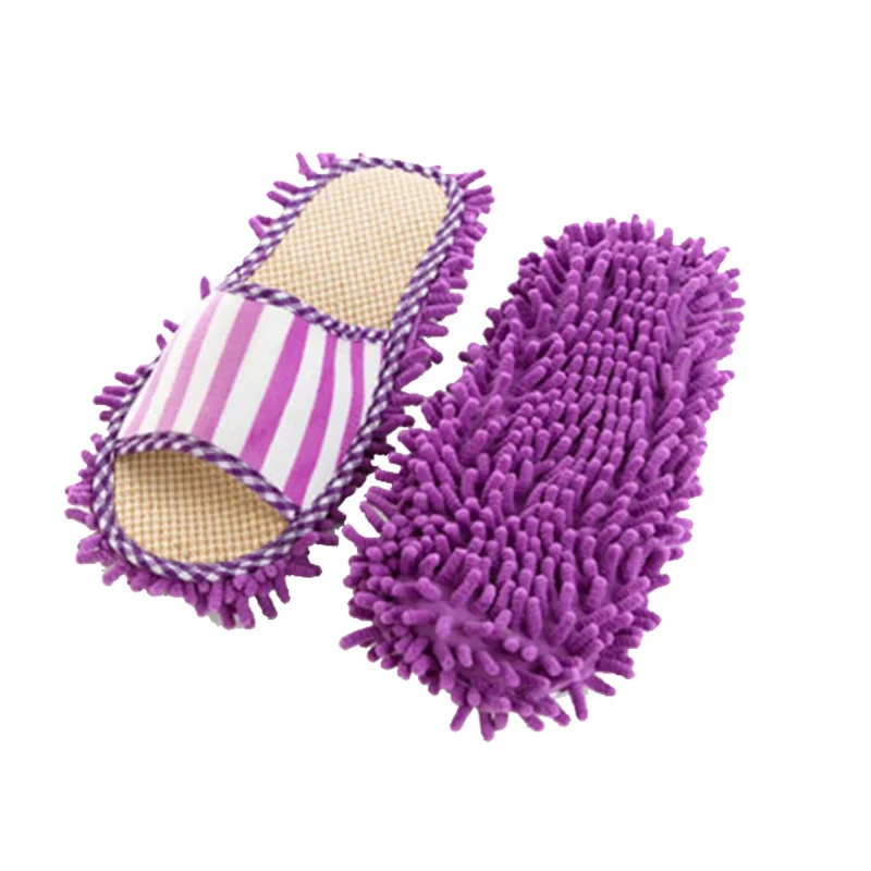 2 шт./компл. ленивый для чистки очиститель Швабра-туфля тапочки из микрофибры, мягкие, удобные для носки Ванная комната пол пыли крышка швабры очистительные инструменты - Цвет: purple