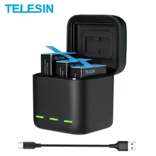 TELESIN Für GoPro 9 Batterie 1750mAh LED Licht Lade Box TF Karte Lagerung Für GoPro Hero 9 Schwarz Kamera zubehör