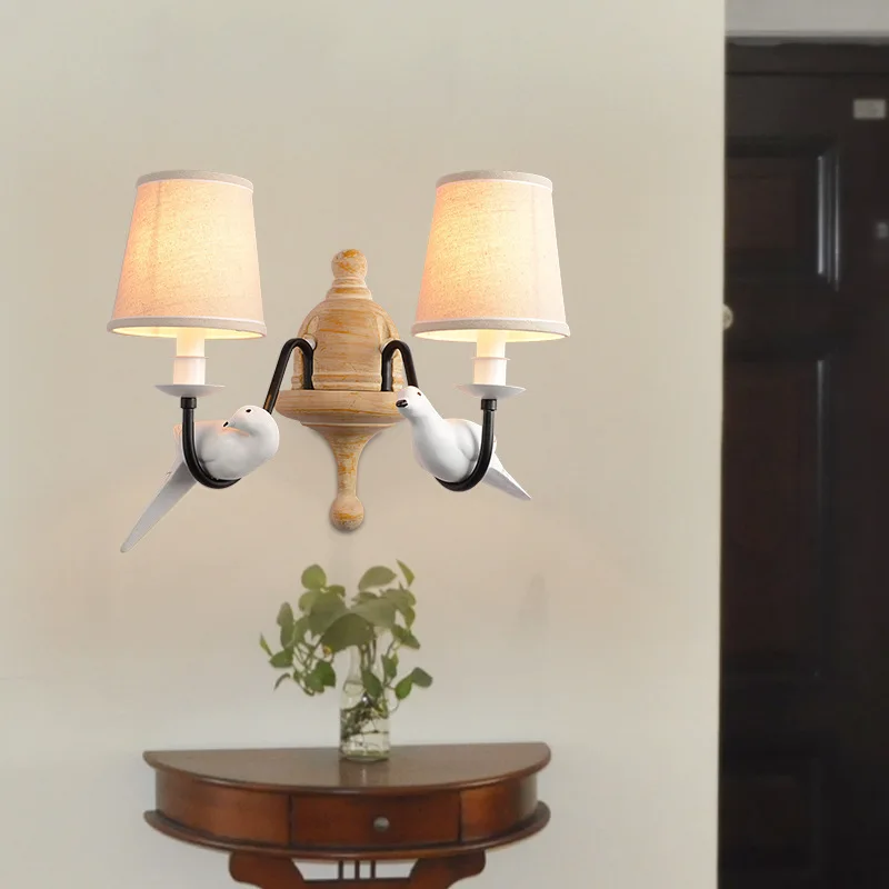 

Nordic Retro Loft Birds Pendant Lights Vintage Resin Bird Fabric Lampshade For Kitchen Dining Room Bar Hanging Lighting 110-240v