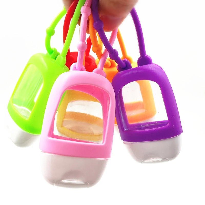 1Pc Mini Hand Sanitizer Sub Bottle 30ml Portable Traveling Refillable Bottle Silicone Protective Cover Storage Container