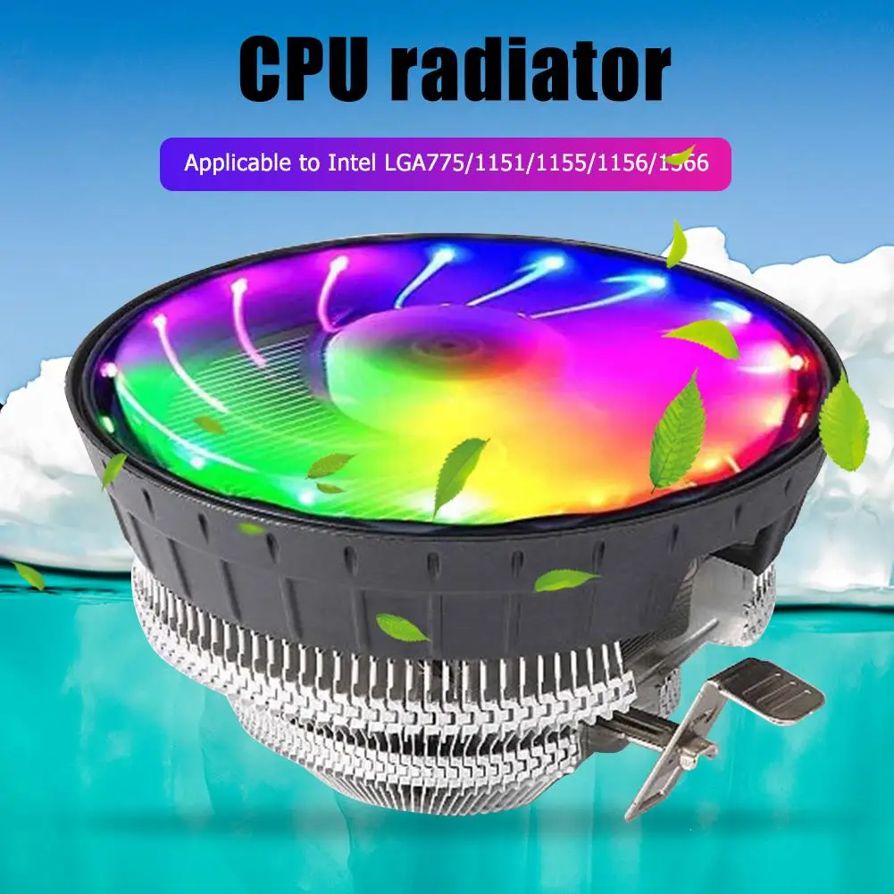 

2020 CPU Cooling Fan RGB LED Lighting 4 Pin Air Cooler Quiet Radiator for Intel LGA775/1151/1155/1156/1366 Cooling System