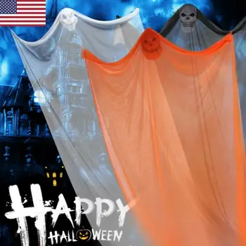

Halloween Ghost Hanging Decorations New Scary Mask With Cloth Spooky Outdoor Indoor Ornaments Fashion Halloween Party Hang Props