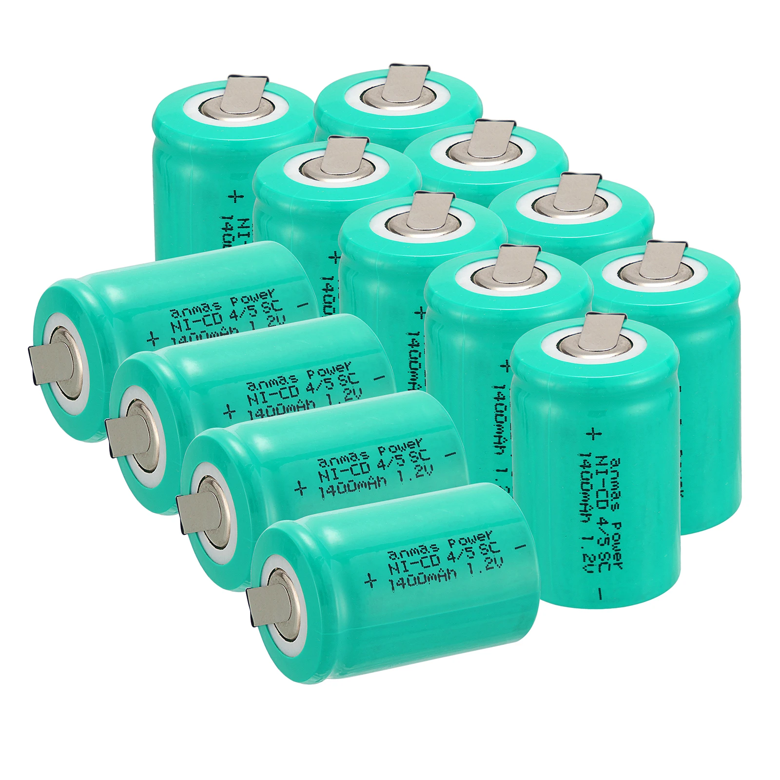 1400 мАч NICD 1,2 В батарея 1,2 в 4/5 SC Sub C Ni-CD Ni CD батареи аккумуляторные батареи с вкладкой зеленый 36 г 33 мм x 22 мм