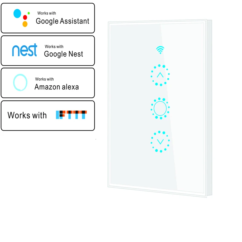 WiFi диммер, умный светильник, сенсорный переключатель, Диммируемый, совместимый с Amazon Alexa Google Home, Диммируемый, стандарт США, ЕС - Цвет: US White