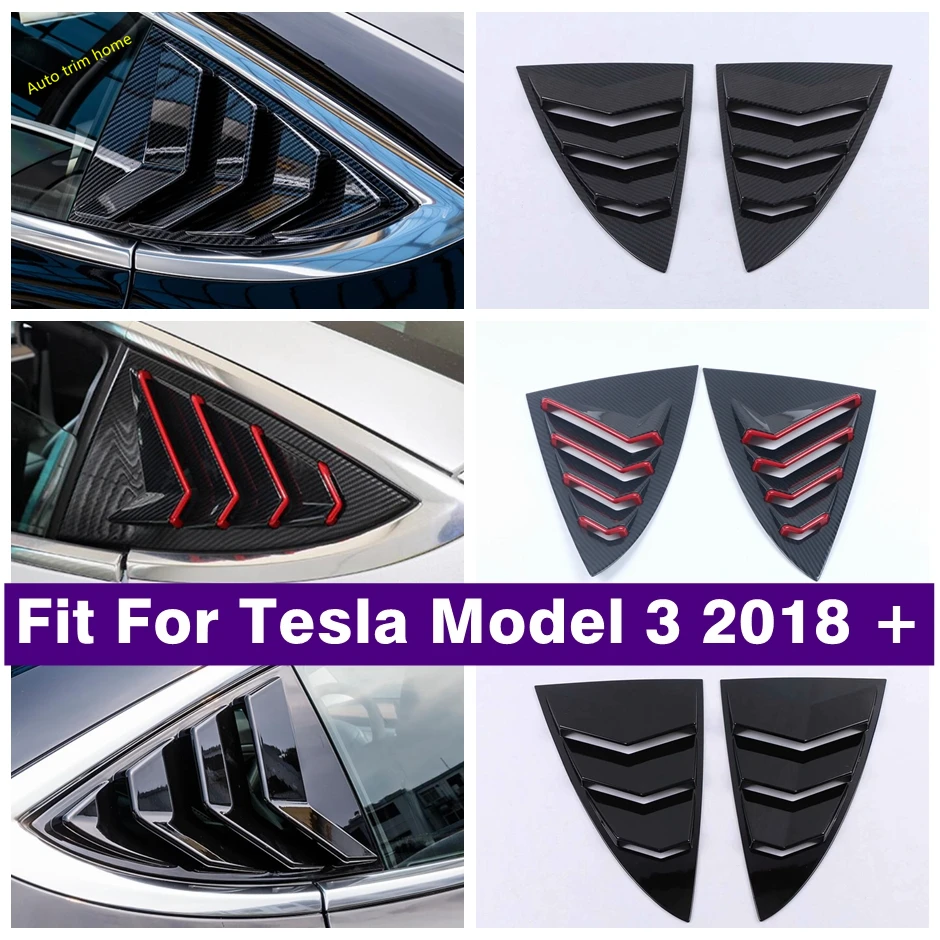 

Car Accessories Rear Window Louver Shutter Side Vent Decoration Panel Cover Trim For Tesla Model 3 2018 - 2021 Carbon Fiber Look