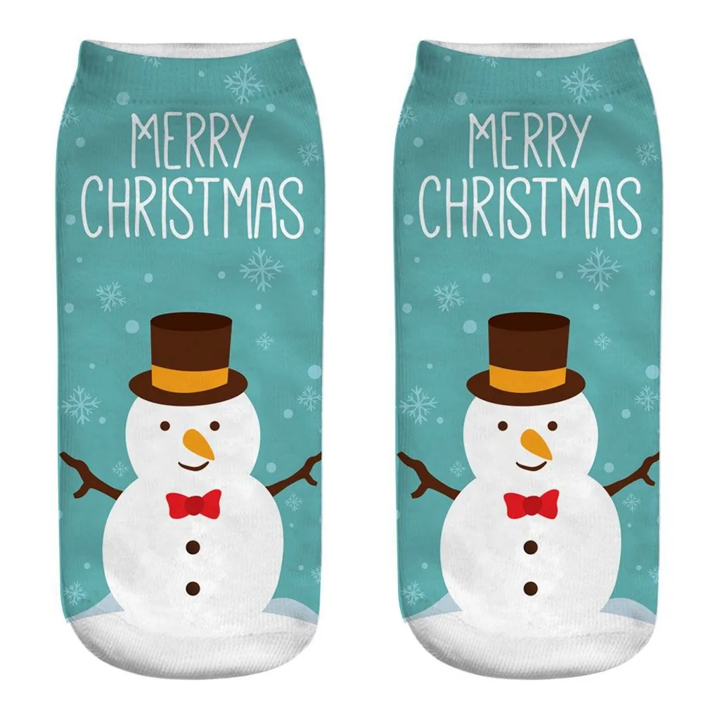 Милые рождественские носки, повседневные носки для работы, 3D Рождественский принт лося, средние Носки, сохраняющие тепло, женские Чулочные изделия, рождественский подарок - Цвет: 3B