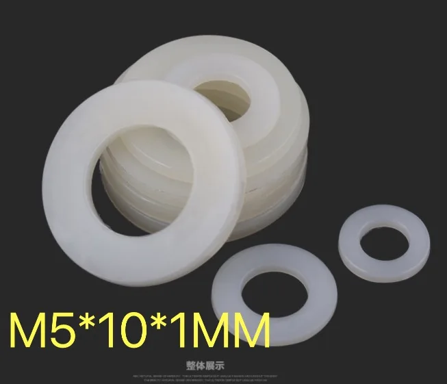 

200pcs/lot M5X10X1MM Thickness:1mm Nylon Washers Insulation Flat Plastic Gasket Ring