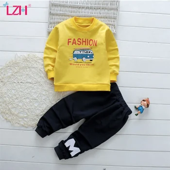 

LZH 2020 Autumn Cotton Toddler Boy Clothes New Knitted Suit Casual Baby Boys Sportswear Cartoons Costume For Girl Loose Kids Set